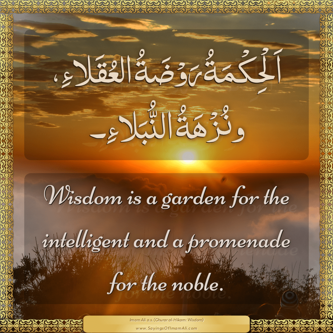 Wisdom is a garden for the intelligent and a promenade for the noble.